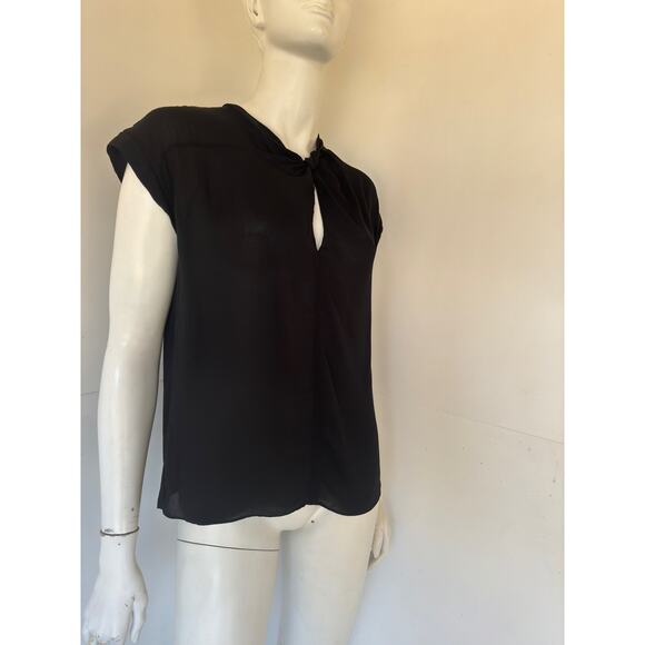 A.L.C. TWIST-FRONT JAZZY BLACK SILK TOP sz 0/XS - Picture 2 of 6